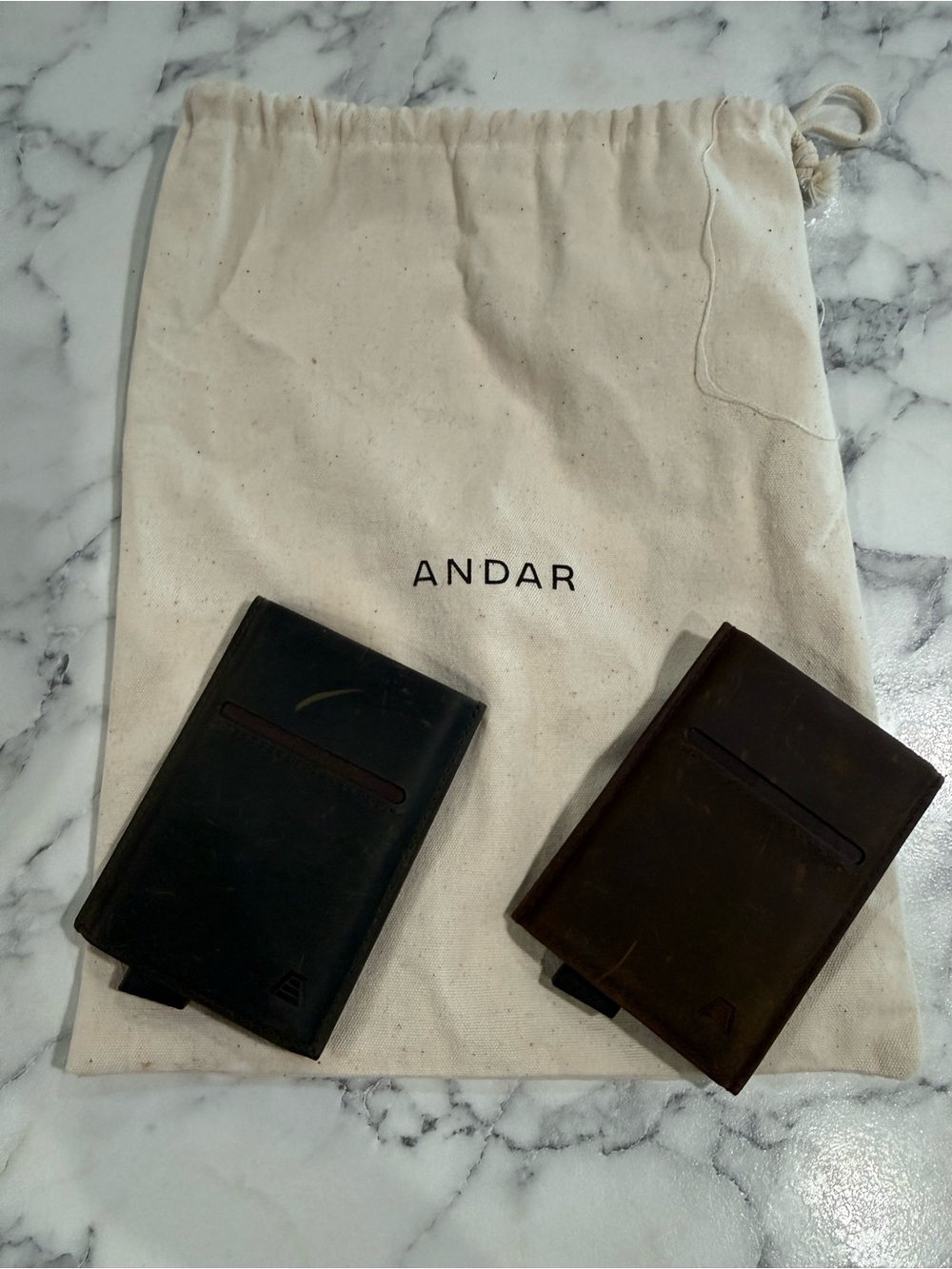 Men’s Minimalist Leather Card Wallet - both brown